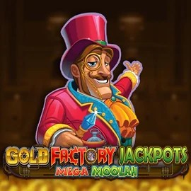 Gold Factory Jackpots Mega Moolah by Aurum Signature Studios, showcased at leregal.pl – game logo